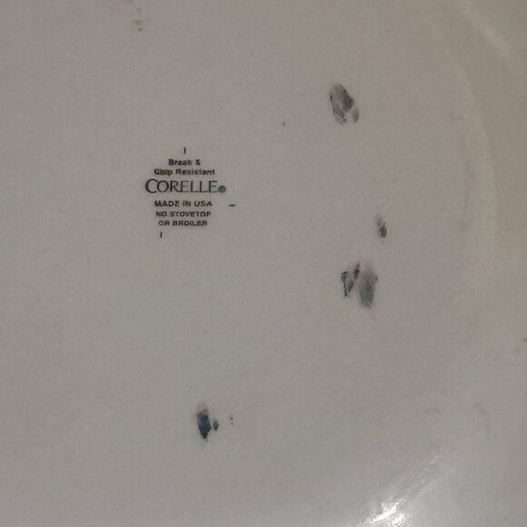 Corelle Blue Hearts Design Dinner Plates 4-Piece Set 10.25" White/Blue FLAW - Picture 4 of 5